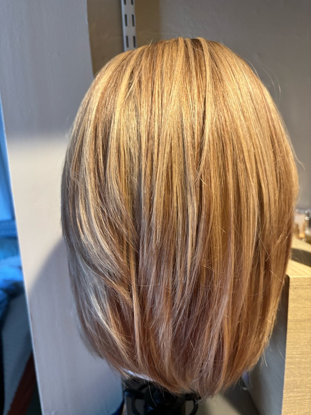 Follea  10” Style with bang small cap  Light strawberry Blonde human hair wig